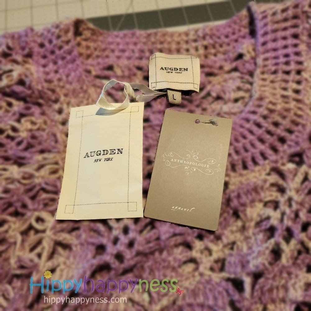 NWT Anthropologie Augden Crocheted Crop Top Sweater Lilac Purple Size Large - Picture 5 of 8